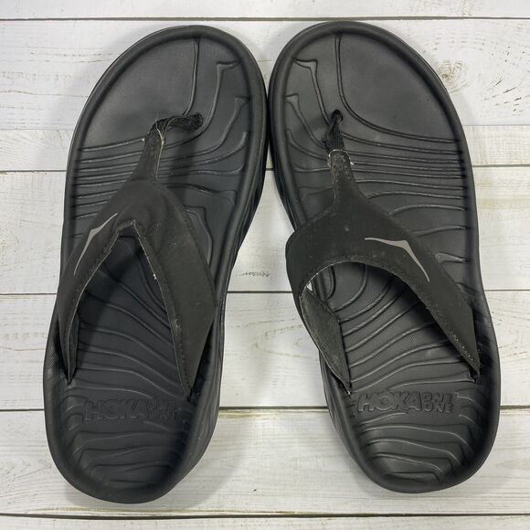 Hoka One One Ora Recovery Flip Flops Womens Size 8 Black Comfort Sandals - Picture 6 of 9